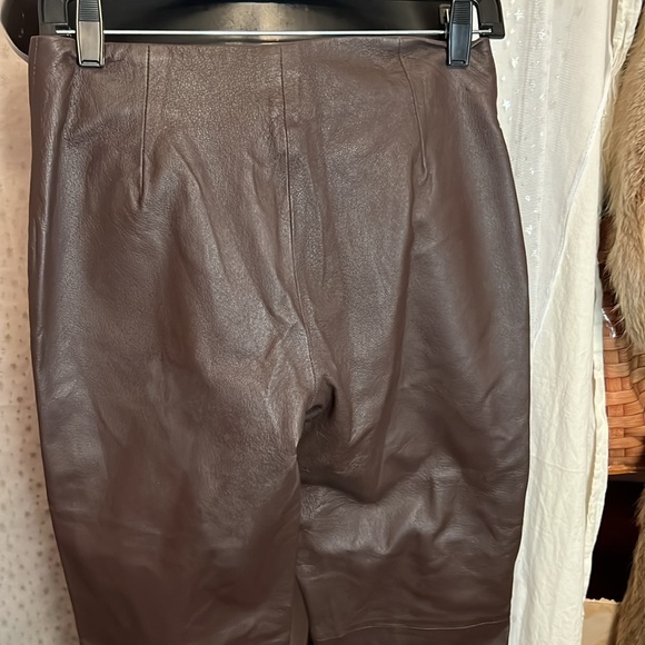 Brown leather trousers front zip - Picture 4 of 7